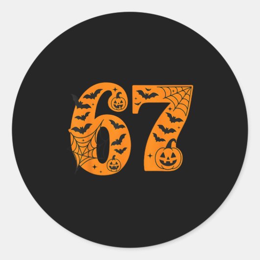 67 Halloween Zes Zeven Brainrot Meme Jongens Kinde Ronde Sticker (Voorkant)