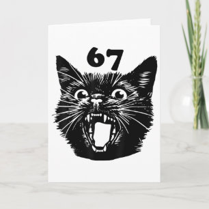 67 Halloween Zwarte Kat Brainrot Meme Zes Zeven Me Kaart