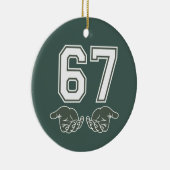 67 Hand Funny Six Seven Meme Generation Alpha  Keramisch Ornament (Rechts)