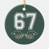 67 Hand Funny Six Seven Meme Generation Alpha Keramisch Ornament (Voorkant)