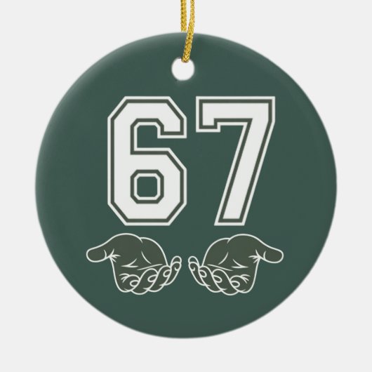 67 Hand Funny Six Seven Meme Generation Alpha  Keramisch Ornament (Voorkant)