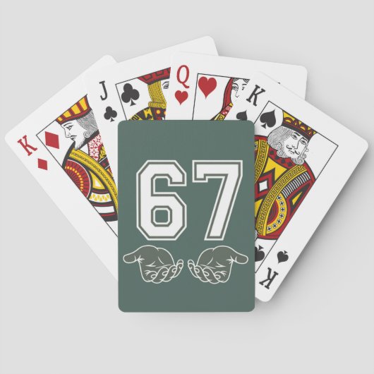 67 Hand Funny Six Seven Meme Generation Alpha  Pokerkaarten (Achterkant)