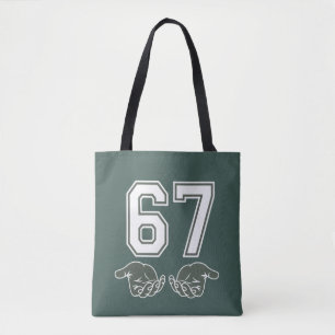 67 Hand Grappig Zes Zeven Meme Generatie Alpha Tote Bag