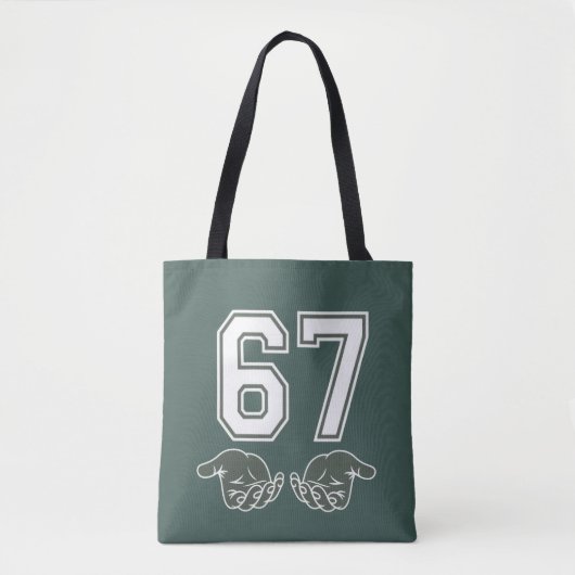 67 Hand Grappig Zes Zeven Meme Generatie Alpha Tote Bag (Voorkant)