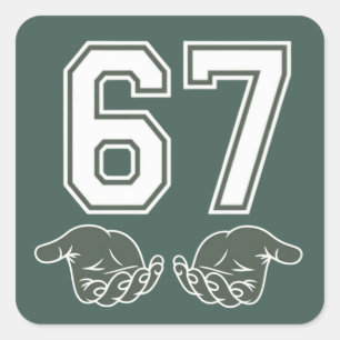 67 Hand Grappige Zes Zeven Meme Generatie Alpha Vierkante Sticker