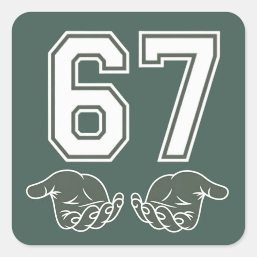 67 Hand Grappige Zes Zeven Meme Generatie Alpha  Vierkante Sticker (Voorkant)