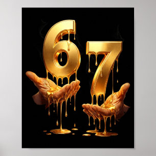 67 handen Six Seven 6 7 Goud Drip tieners Jongens Poster
