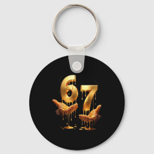 67 handen Six Seven 6 7 Goud Drip Tieners Jongens Sleutelhanger