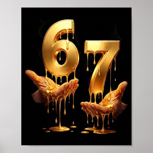 67 Hands Six Seven 6 7 Gold Drip Teens Boys Kids D Poster (Voorkant)