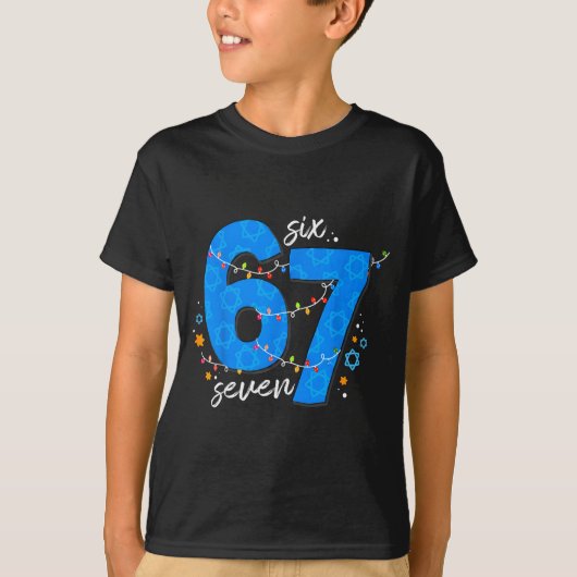 67 Hanukkah Jewish Holiday Menorah Six Seven Meme T-shirt (Voorkant)