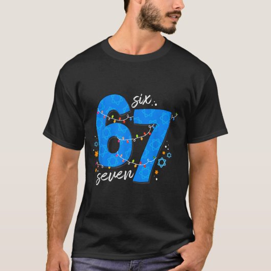 67 Hanukkah Jewish Holiday Menorah Six Seven Meme  T-shirt (Voorkant)