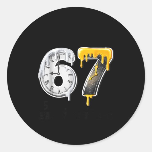 67 Happy New Year Countdown 2026 Funny Six Seven 6 Ronde Sticker (Voorkant)