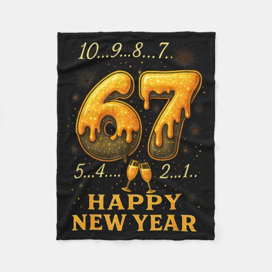 67 Happy New Year Six Seven Funny Countdown 2026 B Fleece Deken (Voorkant)
