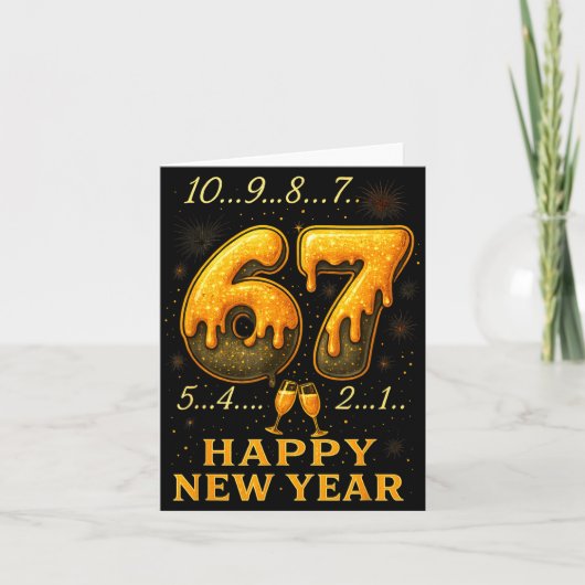 67 Happy New Year Six Seven Funny Countdown 2026 B Kaart (Voorkant)