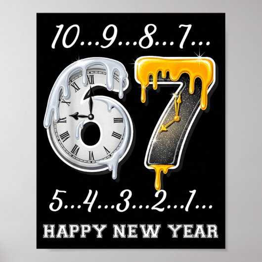 67 Happy New Year Six Seven Funny Countdown 2026 B Poster (Voorkant)