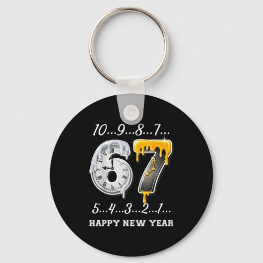 67 Happy New Year Six Seven Funny Countdown 2026 B Sleutelhanger (Voorkant)