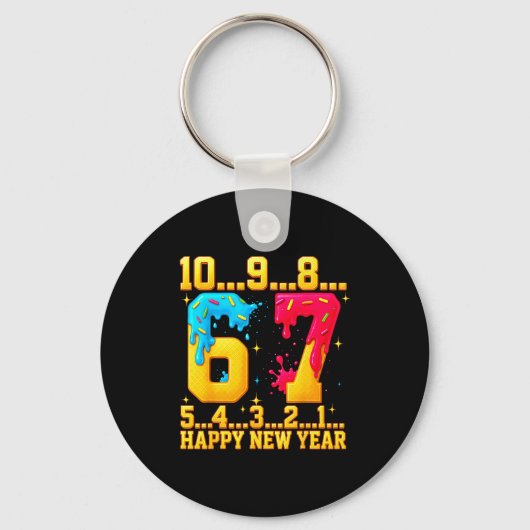 67 Happy New Year Six Seven Funny Countdown 2026  Sleutelhanger (Voorkant)