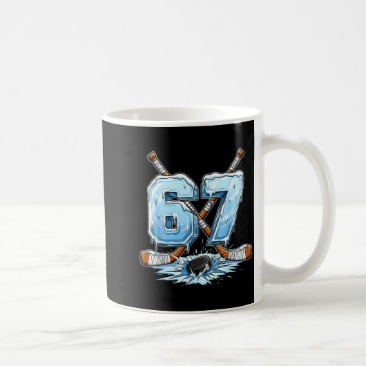 67 Hockey Drip Number Funny Meme Style Boys Graphi Koffiemok (Rechts)