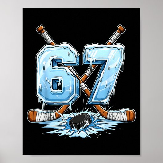 67 Hockey Drip Number Funny Meme Style Boys Graphi Poster (Voorkant)