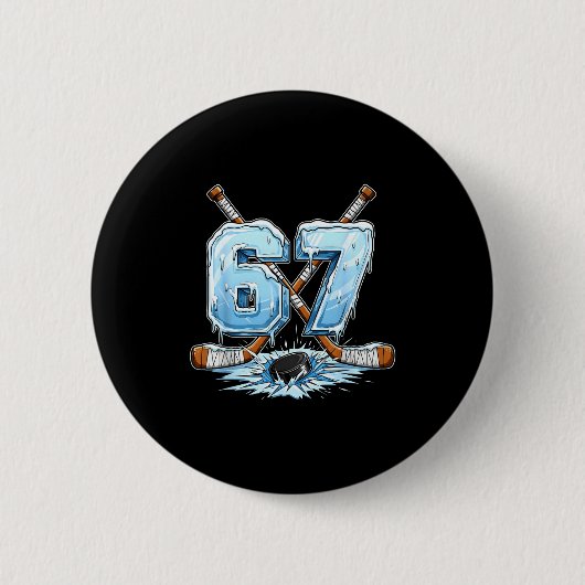 67 Hockey Drip Number Funny Meme Style Boys Graphi Ronde Button 5,7 Cm (Voorkant)