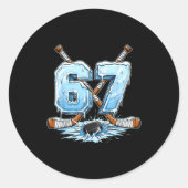 67 Hockey Drip Number Funny Meme Style Boys Graphi Ronde Sticker (Voorkant)
