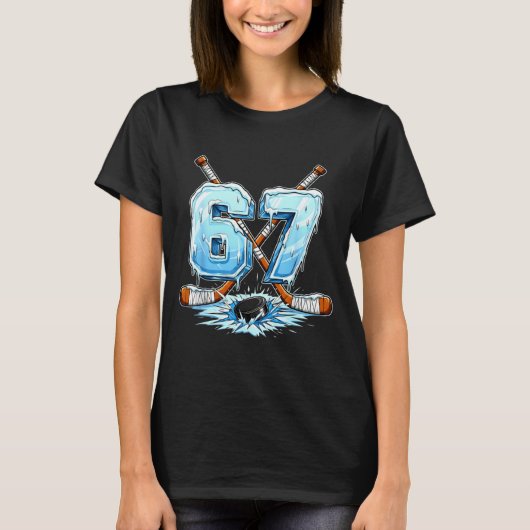 67 Hockey Drip Number Funny Meme Style Boys Graphi T-shirt (Voorkant)