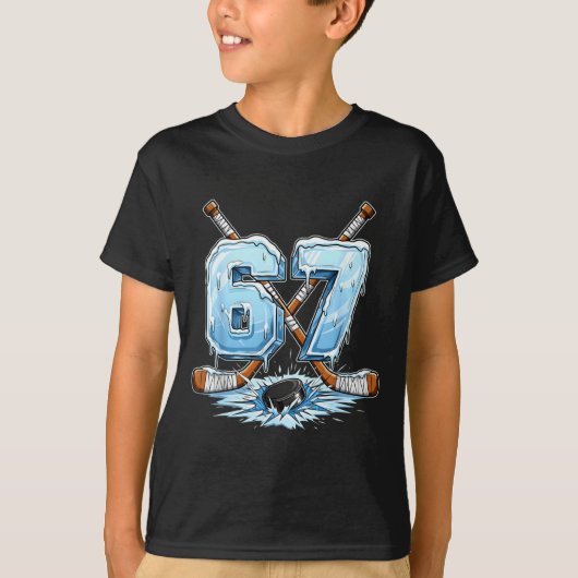67 Hockey Drip Number Funny Meme Style Boys Graphi T-shirt (Voorkant)