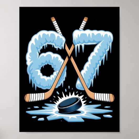 67 Hockey Drip Number Funny Meme Style Cool Graphi Poster (Voorkant)
