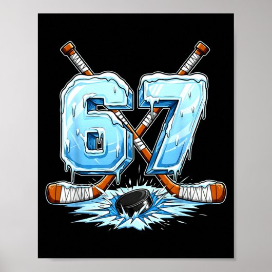 67 Hockey Drip Nummer Funny Meme Stijl Jongens Gra Poster (Voorkant)