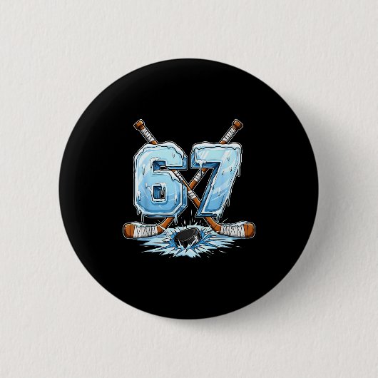 67 Hockey Drip Nummer Funny Meme Stijl Jongens Gra Ronde Button 5,7 Cm (Voorkant)