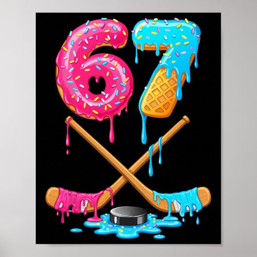 67 Hockey Drip Nummer Grappig Zes Zeven 6 7 Meme G Poster (Voorkant)