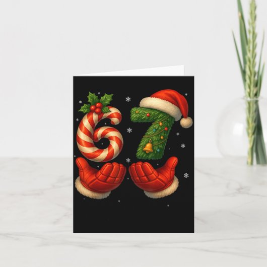 67 Hockey Hands Funny Christmas Meme Santa Kaart (Voorkant)