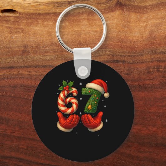 67 Hockey Hands Funny Christmas Meme Santa Sleutelhanger (Voorkant)