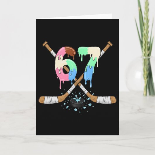 67 Hockeyliefhebber Drip-nummer Grappige Meme Drup Kaart (Voorkant)
