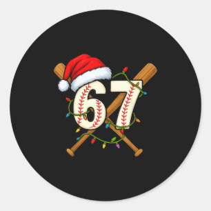 67 honkbal kerstlichtjes kerstmannenhoed grappig v ronde sticker