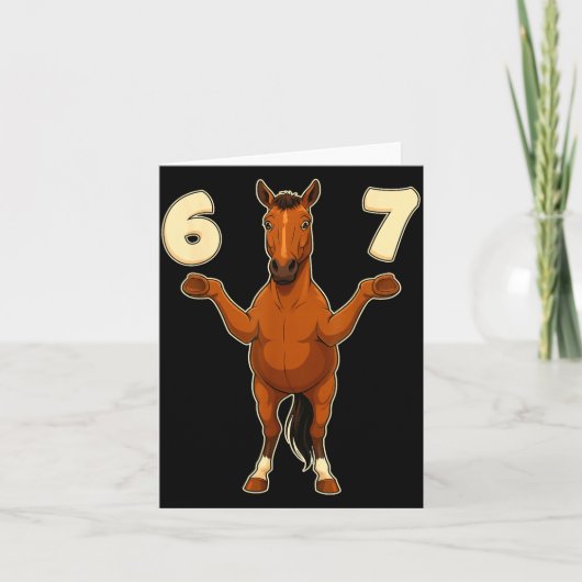 67 Horse Funny Gen Alpha Slang Kids Teens Number T Kaart (Voorkant)