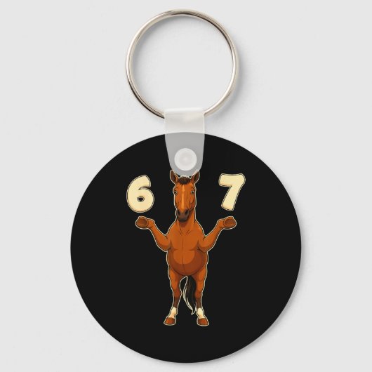 67 Horse Funny Gen Alpha Slang Kids Teens Number T Sleutelhanger (Voorkant)