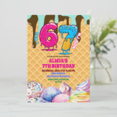 67 ice cream Birthday Party Invitation Kaart (Staand voorkant)