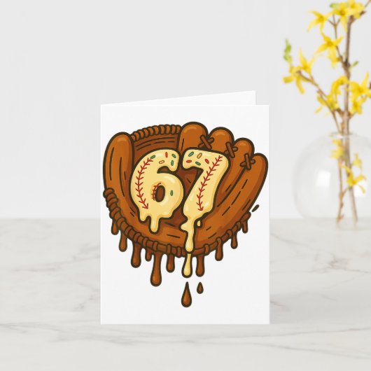 67 Ice Cream Drip Funny Six Seven Baseball  Kaart (Gele Bloem)