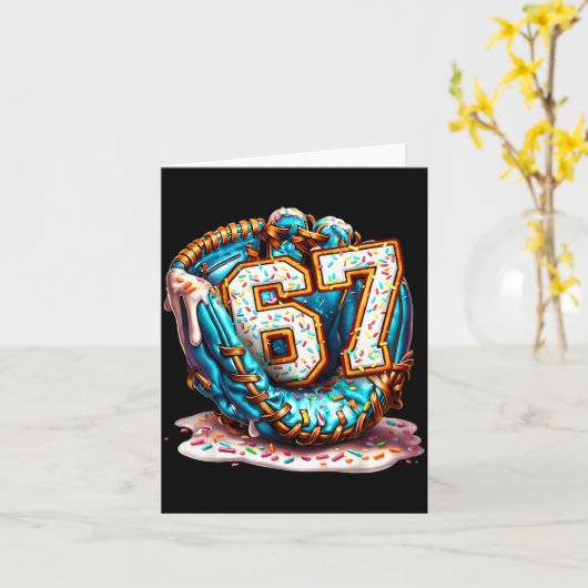 67 Ice Cream Drip Funny Six Seven Baseball  Kaart (Gele Bloem)