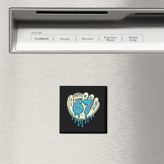 67 Ice Cream Drip Funny Six Seven Baseball  Magneet (Insitu (Vaatwasser))