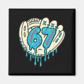67 Ice Cream Drip Funny Six Seven Baseball  Magneet (Voorkant)
