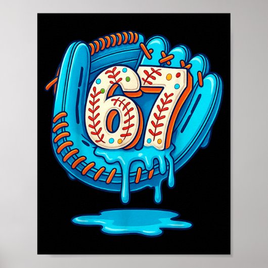67 Ice Cream Drip Funny Six Seven Baseball  Poster (Voorkant)