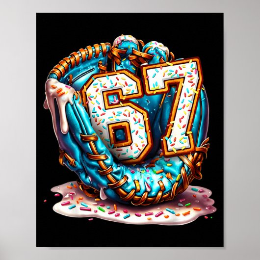 67 Ice Cream Drip Funny Six Seven Baseball  Poster (Voorkant)
