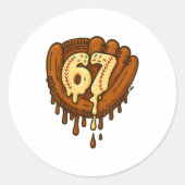 67 Ice Cream Drip Funny Six Seven Baseball  Ronde Sticker (Voorkant)