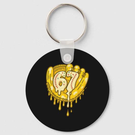 67 Ice Cream Drip Funny Six Seven Baseball  Sleutelhanger (Voorkant)