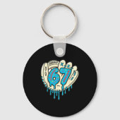 67 Ice Cream Drip Funny Six Seven Baseball  Sleutelhanger (Voorkant)