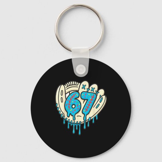 67 Ice Cream Drip Funny Six Seven Baseball  Sleutelhanger (Voorkant)