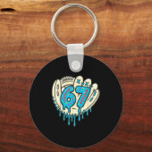 67 Ice Cream Drip Funny Six Seven Baseball  Sleutelhanger (Voorkant)