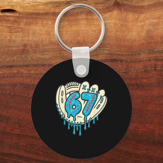 67 Ice Cream Drip Funny Six Seven Baseball  Sleutelhanger (Voorkant)